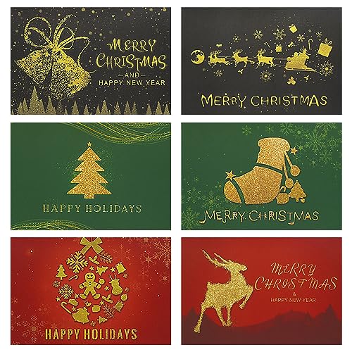 24-teiliges Weihnachtsgrußkarten-Sortiment mit Umschlägen, Grußkarten mit 6 einzigartigen Designs, Dankeskarten für Lieben, Freunde und Familie (Weihnachten 2) von HILPATY