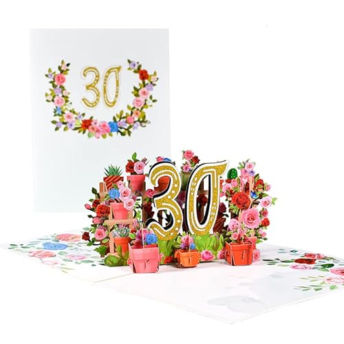HILPATY Glückwunschkarte zum 30. Hochzeitstag, 3D-Pop-Up-Grußkarte mit Umschlag, perfektes Paar, Hochzeit, Valentinstag, Geburtstag, Glückwunschkarte (30. Geburtstag) von HILPATY