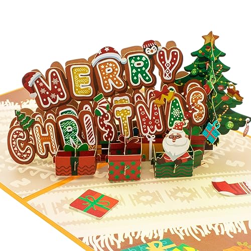 Pop-Up Karte Weihnachten, Weihnachtsgrußkarten-Sortiment mit Umschlägen, Grußkarten mit einzigartigen Designs, Dankeskarten für Lieben, Freunde und Familie (Weihnachten 3) von HILPATY
