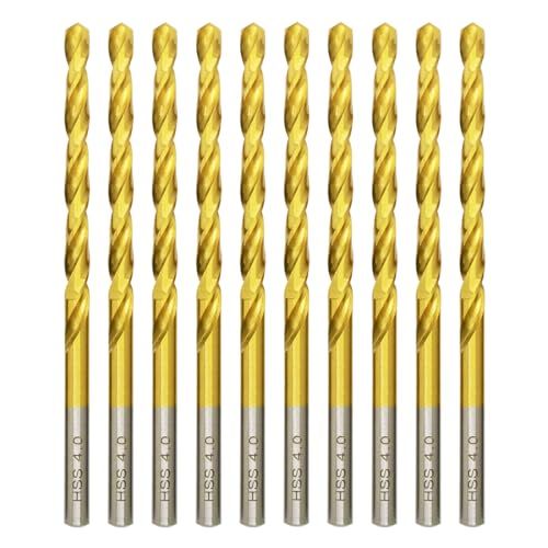 Titan HSS Metallbohrer 4.0mm x 75mm x 10pcs Professional Geschliffen Kobalt Spiralbohrer fur Edelstahl und Metall von HILPATY