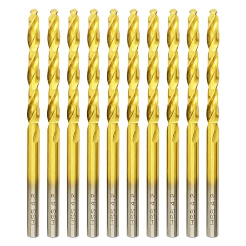 Titan HSS Metallbohrer 4.2mm x 75mm x 10pcs Professional Geschliffen Kobalt Spiralbohrer fur Edelstahl und Metall Titan HSS Metallbohrer 4.2mm x 75mm x 10pcs Professional Geschliffen Kobalt Spiralbohrer fur Edelstahl und Metall von HILPATY