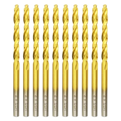 Titan HSS Metallbohrer 4.2mm x 75mm x 10pcs Professional Geschliffen Kobalt Spiralbohrer fur Edelstahl und Metall von HILPATY