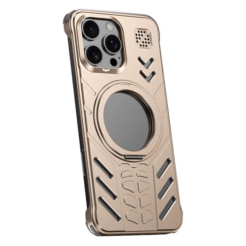 HILQBUFN Aluminiumlegierung Hülle für iPhone 16 Pro Max/16 Pro/16 Plus/16, Ultradünne Metall Hülle mit Ständer Kabelloses Laden Magnetische Hülle,Gold,16 HILQBUFN Aluminiumlegierung Hülle für iPhone 16 Pro Max/16 Pro/16 Plus/16, Ultradünne Metall Hülle mit Ständer Kabelloses Laden Magnetische Hülle,Gold,16 von HILQBUFN