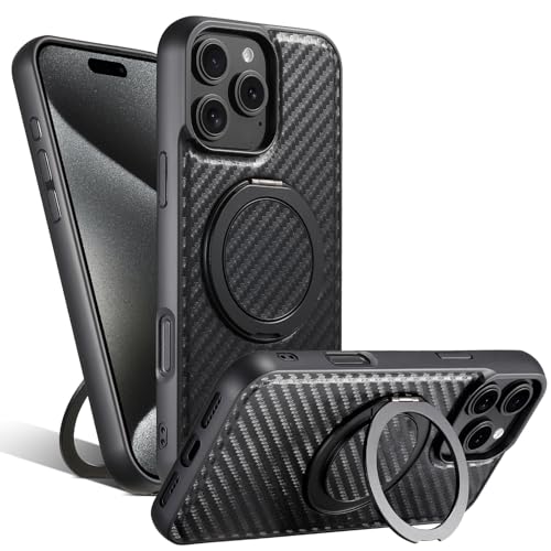 HILQBUFN Black, 16 Pro Max, Magnetic Case for iPhone 16 Pro Max/16 Pro/16 Plus/16, Carbon Fibre Pattern Leather Mobile Phone Case, Luxury Wireless Charging Stand, Protective Case HILQBUFN Black, 16 Pro Max, Magnetic Case for iPhone 16 Pro Max/16 Pro/16 Plus/16, Carbon Fibre Pattern Leather Mobile Phone Case, Luxury Wireless Charging Stand, Protective Case von HILQBUFN