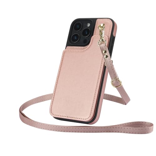 HILQBUFN Brieftasche Hülle für iPhone 16 Pro Max/16 Pro/16 Plus/16, Magnetische Kartenfächern Handyhülle mit Schultergurt Stoßfeste Schutzhülle,Rosa,16 Pro HILQBUFN Brieftasche Hülle für iPhone 16 Pro Max/16 Pro/16 Plus/16, Magnetische Kartenfächern Handyhülle mit Schultergurt Stoßfeste Schutzhülle,Rosa,16 Pro von HILQBUFN