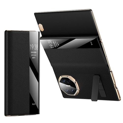 HILQBUFN Case for Huawei Mate XT, Genuine Leather Mobile Phone Case with Intelligent Sleep View, Window Stand, Business Galvanised Case, Black, XT HILQBUFN Case for Huawei Mate XT, Genuine Leather Mobile Phone Case with Intelligent Sleep View, Window Stand, Business Galvanised Case, Black, XT von HILQBUFN