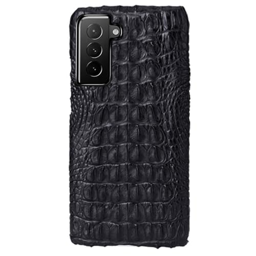 HILQBUFN Crocodile Mobile Phone Case for Samsung Galaxy S25 Ultra/S25 Plus/S25, Business Genuine Leather Case, Shockproof Hard Mobile Phone Case, Black, S25 Ultra von HILQBUFN
