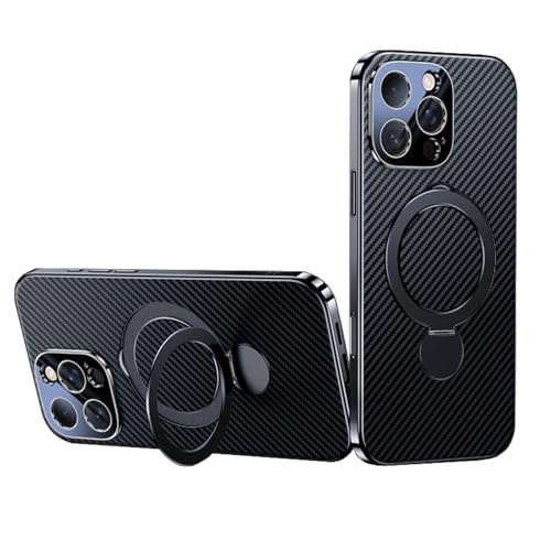 HILQBUFN Genuine Leather Mobile Phone Case for iPhone 16 Pro Max/16 Pro/16, Carbon Fibre Pattern Case with Magnetic Stand, Shockproof Case, Black, 16 Pro Max HILQBUFN Genuine Leather Mobile Phone Case for iPhone 16 Pro Max/16 Pro/16, Carbon Fibre Pattern Case with Magnetic Stand, Shockproof Case, Black, 16 Pro Max von HILQBUFN