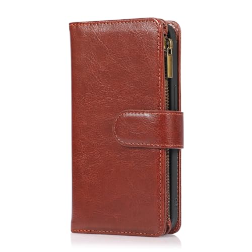 HILQBUFN Klapp Leder Hülle für iPhone 16 Pro Max/16 Pro/16 Plus/16, Retro Kratzfest Handyhülle mit Ständer Geldbörse Kartenfächern Handyhülle,Braun,16 Pro Max von HILQBUFN
