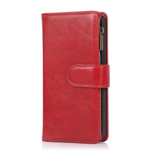 HILQBUFN Klapp Leder Hülle für iPhone 16 Pro Max/16 Pro/16 Plus/16, Retro Kratzfest Handyhülle mit Ständer Geldbörse Kartenfächern Handyhülle,Rot,16 HILQBUFN Klapp Leder Hülle für iPhone 16 Pro Max/16 Pro/16 Plus/16, Retro Kratzfest Handyhülle mit Ständer Geldbörse Kartenfächern Handyhülle,Rot,16 von HILQBUFN