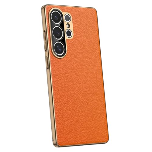 HILQBUFN Leather Case for Samsung Galaxy S25 Ultra/S25 Plus/S25, Ultra Thin Litchi Grain Pattern Mobile Phone Case, Shockproof Galvanised Mobile Phone Case, Orange, S25 Ultra HILQBUFN Leather Case for Samsung Galaxy S25 Ultra/S25 Plus/S25, Ultra Thin Litchi Grain Pattern Mobile Phone Case, Shockproof Galvanised Mobile Phone Case, Orange, S25 Ultra von HILQBUFN