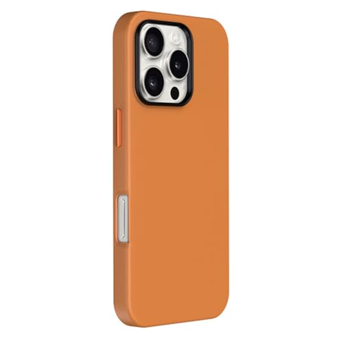 HILQBUFN Leather Case for iPhone 16 Pro Max/16 Pro/16 Plus/16, Independent Button Mobile Phone Case Support Wireless Charging Business Ultra Thin Case, Orange, 16 PRO HILQBUFN Leather Case for iPhone 16 Pro Max/16 Pro/16 Plus/16, Independent Button Mobile Phone Case Support Wireless Charging Business Ultra Thin Case, Orange, 16 PRO von HILQBUFN