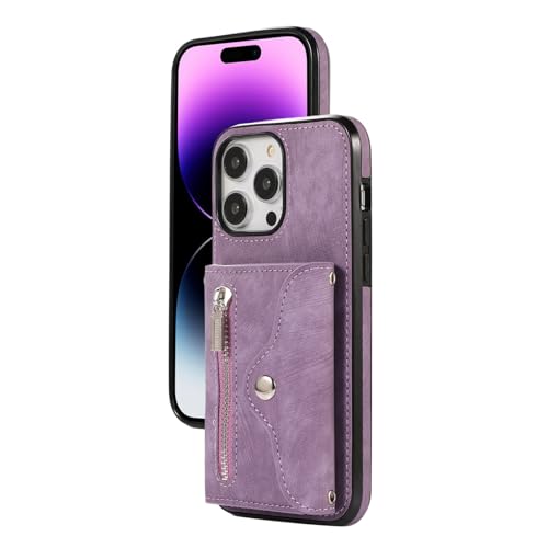 HILQBUFN Leder Hülle für iPhone 16 Pro Max/16 Pro/16 Plus/16, Geschäftlich Schutzhülle mit Kartenfächern Multifunktional Geldbörse Handytasche,Lila,16 Pro Max HILQBUFN Leder Hülle für iPhone 16 Pro Max/16 Pro/16 Plus/16, Geschäftlich Schutzhülle mit Kartenfächern Multifunktional Geldbörse Handytasche,Lila,16 Pro Max von HILQBUFN