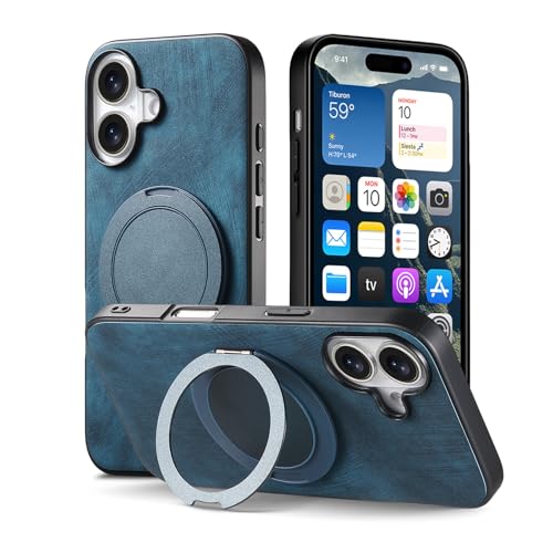 HILQBUFN Leder Hülle für iPhone 16 Pro Max/16 Pro/16 Plus/16, Magnetische Ständer Handyhülle Retro Stoßfeste Kratzfest Hülle,Blau,16 HILQBUFN Leder Hülle für iPhone 16 Pro Max/16 Pro/16 Plus/16, Magnetische Ständer Handyhülle Retro Stoßfeste Kratzfest Hülle,Blau,16 von HILQBUFN