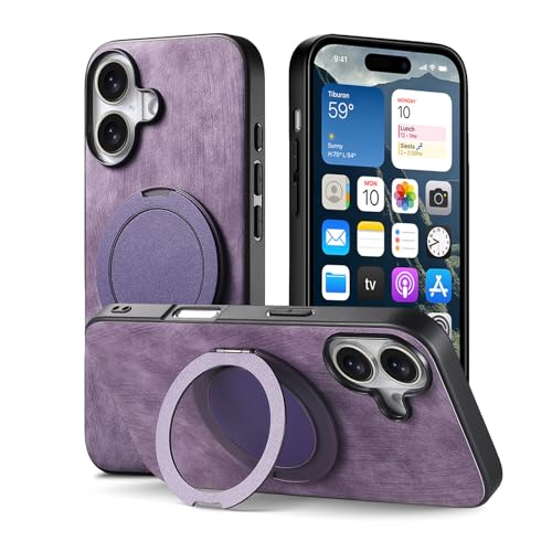 HILQBUFN Leder Hülle für iPhone 16 Pro Max/16 Pro/16 Plus/16, Magnetische Ständer Handyhülle Retro Stoßfeste Kratzfest Hülle,Lila,16 HILQBUFN Leder Hülle für iPhone 16 Pro Max/16 Pro/16 Plus/16, Magnetische Ständer Handyhülle Retro Stoßfeste Kratzfest Hülle,Lila,16 von HILQBUFN