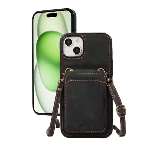HILQBUFN Leder Hülle für iPhone 16 Pro Max/16 Pro/16 Plus/16, Ultradünne Stoßfeste Hülle mit Schultergurt Kartenfächern Ständer Brieftasche Hülle,Schwarz,16 HILQBUFN Leder Hülle für iPhone 16 Pro Max/16 Pro/16 Plus/16, Ultradünne Stoßfeste Hülle mit Schultergurt Kartenfächern Ständer Brieftasche Hülle,Schwarz,16 von HILQBUFN