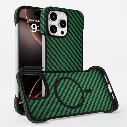HILQBUFN Magnetic Case for iPhone 16 Pro Max, Kevlar Carbon Fibre Mobile Phone Case Ultra Thin Shockproof Support Wireless Charging Mobile Phone Case, Green, 16 Pro Max HILQBUFN Magnetic Case for iPhone 16 Pro Max, Kevlar Carbon Fibre Mobile Phone Case Ultra Thin Shockproof Support Wireless Charging Mobile Phone Case, Green, 16 Pro Max von HILQBUFN