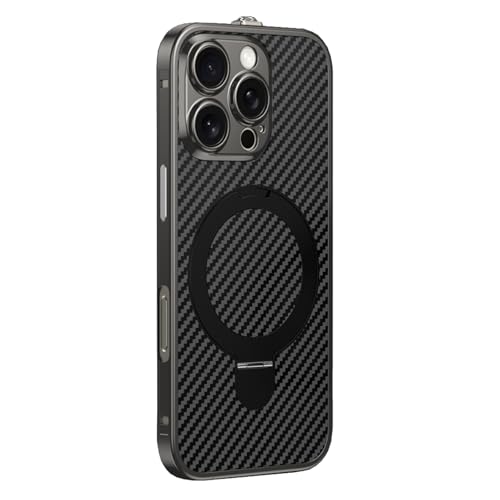 HILQBUFN Magnetic Case for iPhone 16 Pro Max/16 Pro/16, Metal Aluminium Alloy Mobile Phone Case with Stand, Shockproof Military Carbon Fibre Case, Black, 16 Promax HILQBUFN Magnetic Case for iPhone 16 Pro Max/16 Pro/16, Metal Aluminium Alloy Mobile Phone Case with Stand, Shockproof Military Carbon Fibre Case, Black, 16 Promax von HILQBUFN