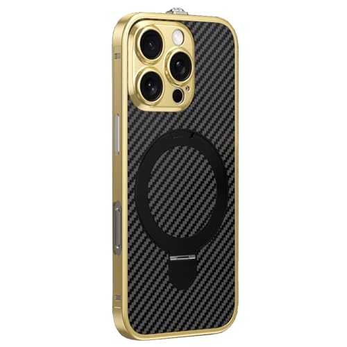 HILQBUFN Magnetic Case for iPhone 16 Pro Max/16 Pro/16, Metal Aluminium Alloy Mobile Phone Case with Stand, Shockproof Military Carbon Fibre Case, Gold, 16 Promax HILQBUFN Magnetic Case for iPhone 16 Pro Max/16 Pro/16, Metal Aluminium Alloy Mobile Phone Case with Stand, Shockproof Military Carbon Fibre Case, Gold, 16 Promax von HILQBUFN