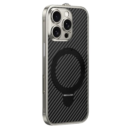 HILQBUFN Magnetic Case for iPhone 16 Pro Max/16 Pro/16, Metal Aluminium Alloy Mobile Phone Case with Stand, Shockproof Military Carbon Fibre Case, Grey, 16 Promax HILQBUFN Magnetic Case for iPhone 16 Pro Max/16 Pro/16, Metal Aluminium Alloy Mobile Phone Case with Stand, Shockproof Military Carbon Fibre Case, Grey, 16 Promax von HILQBUFN