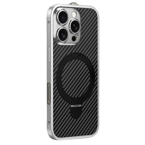 HILQBUFN Magnetic Case for iPhone 16 Pro Max/16 Pro/16, Metal Aluminium Alloy Mobile Phone Case with Stand, Shockproof Military Carbon Fibre Case, Silver, 16 Promax HILQBUFN Magnetic Case for iPhone 16 Pro Max/16 Pro/16, Metal Aluminium Alloy Mobile Phone Case with Stand, Shockproof Military Carbon Fibre Case, Silver, 16 Promax von HILQBUFN