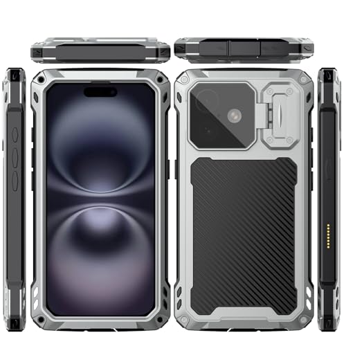 HILQBUFN Magnetic Case for iPhone 16 Pro Max/16 Pro/16 Plus/16, Military Shockproof Mobile Phone Case, Wireless Charging, Waterproof Protective Case, Silver, 16 PRO HILQBUFN Magnetic Case for iPhone 16 Pro Max/16 Pro/16 Plus/16, Military Shockproof Mobile Phone Case, Wireless Charging, Waterproof Protective Case, Silver, 16 PRO von HILQBUFN