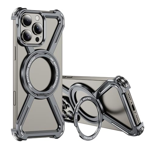 HILQBUFN Magnetic Case for iPhone 16 Pro Max/16 Pro/16 Plus/16, Ultra Thin Aluminium Alloy Mobile Phone Case with Rotating Ring Stand, Metal Case, Grey, 16 HILQBUFN Magnetic Case for iPhone 16 Pro Max/16 Pro/16 Plus/16, Ultra Thin Aluminium Alloy Mobile Phone Case with Rotating Ring Stand, Metal Case, Grey, 16 von HILQBUFN
