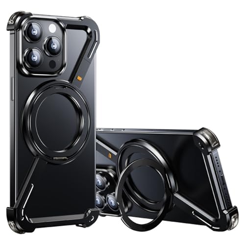 HILQBUFN Magnetic Stand Case for iPhone 16 Pro Max/16 Pro/16 Plus/16, Frameless Metal Mobile Phone Case, Heat Dissipation, Shockproof Aluminium Alloy Case, Black, 16 HILQBUFN Magnetic Stand Case for iPhone 16 Pro Max/16 Pro/16 Plus/16, Frameless Metal Mobile Phone Case, Heat Dissipation, Shockproof Aluminium Alloy Case, Black, 16 von HILQBUFN