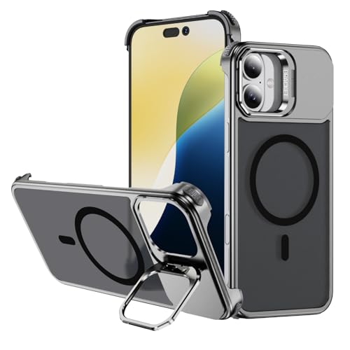 HILQBUFN Magnetische Handyhülle für iPhone 16 Pro Max/16 Pro/16 Plus/16, Stoßfeste Metall Hülle mit KameraSchutz Ständer Rahmenlos Ultradünne Hülle,Grau,16 Pro Max HILQBUFN Magnetische Handyhülle für iPhone 16 Pro Max/16 Pro/16 Plus/16, Stoßfeste Metall Hülle mit KameraSchutz Ständer Rahmenlos Ultradünne Hülle,Grau,16 Pro Max von HILQBUFN