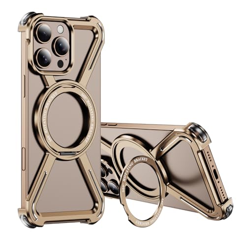 HILQBUFN Magnetische Hülle für iPhone 16 Pro Max/16 Pro/16 Plus/16, Ultradünne Aluminiumlegierung Handyhülle mit Drehen Ring Ständer Metall Hülle,Gold,16 Pro HILQBUFN Magnetische Hülle für iPhone 16 Pro Max/16 Pro/16 Plus/16, Ultradünne Aluminiumlegierung Handyhülle mit Drehen Ring Ständer Metall Hülle,Gold,16 Pro von HILQBUFN