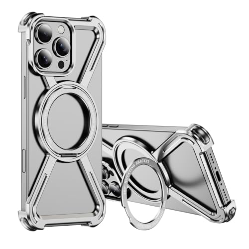 HILQBUFN Magnetische Hülle für iPhone 16 Pro Max/16 Pro/16 Plus/16, Ultradünne Aluminiumlegierung Handyhülle mit Drehen Ring Ständer Metall Hülle,Silber,16 Plus HILQBUFN Magnetische Hülle für iPhone 16 Pro Max/16 Pro/16 Plus/16, Ultradünne Aluminiumlegierung Handyhülle mit Drehen Ring Ständer Metall Hülle,Silber,16 Plus von HILQBUFN