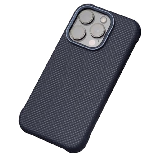 HILQBUFN Magnetische Hülle für iPhone 16 Pro Max/16 Pro/16 Plus/16, Ultradünne Leder Hülle Metall KameraSchutz Kratzfest Kabelloses Laden Hülle,Blau,16 Pro von HILQBUFN
