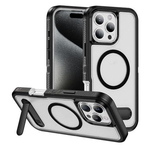 HILQBUFN Magnetische Hülle für iPhone 16 Pro Max/16 Pro/16 Plus/16, rutschfest Ultradünne Handyhülle mit Stand Funktion Kabelloses Laden Schutzhülle,Clear,16 Plus von HILQBUFN