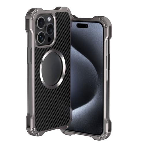 HILQBUFN Metall Magnetische Hülle für iPhone 16 Pro Max/16 Pro/16 Plus/16, Aluminiumlegierung Handyhülle Stoßfeste Schutz Kohlefaser Hülle,Schwarz,16 Pro Max HILQBUFN Metall Magnetische Hülle für iPhone 16 Pro Max/16 Pro/16 Plus/16, Aluminiumlegierung Handyhülle Stoßfeste Schutz Kohlefaser Hülle,Schwarz,16 Pro Max von HILQBUFN