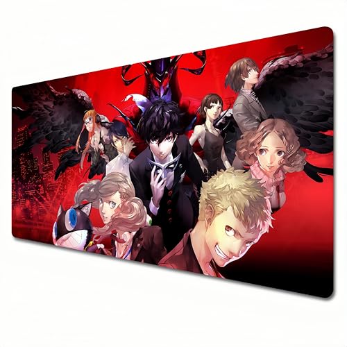 HILQBUFN Persona 5 Mauspad, XXL, schwarz und rot, großes Gaming-Mauspad, 900 x 400 cm, geeignet für Tastatur-Pads und Schreibtischunterlagen für das Heimbüro. Yu Narukami, Ann Takamaki (XXL) von HILQBUFN
