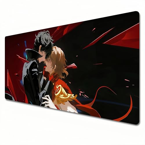 HILQBUFN Persona 5 Mauspad, XXL schwarz und rot, großes Gaming-Mauspad, 900 x 400 cm, geeignet für Tastatur-Pads und Schreibtischunterlagen für das Heimbüro. Yu Narukami (XXL) von HILQBUFN