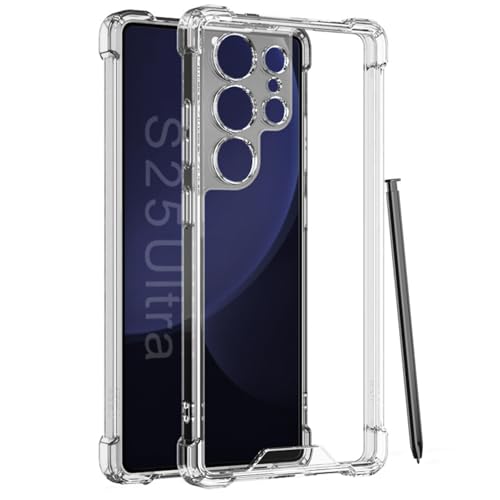 HILQBUFN Transparent Case for Samsung Galaxy S25 Ultra, Shockproof Mobile Phone Case, Camera Protection, Anti-Yellowing, with Bumper, Business Case, Clear, S25 Ultra von HILQBUFN