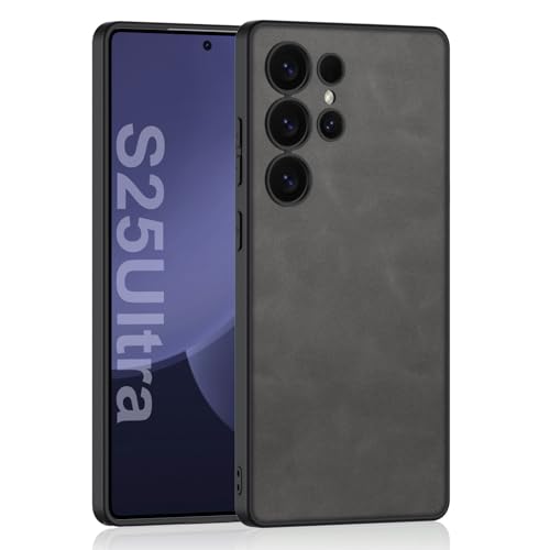 HILQBUFN Ultradünne Handyhülle für Samsung Galaxy S25 Ultra/S25 Plus/S25, Gefrostetes Geschäftlich Leder Handyhülle Stoßfeste KameraSchutz Weiches Hülle,Grau,S25 Ultra von HILQBUFN