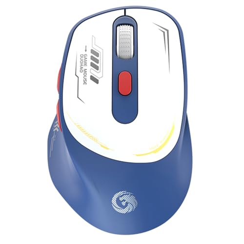 HIMDUZE Bluetooth-Maus, kabellose, wiederaufladbare Tri-Mode-Maus (BT5.0+5.2+2.4GHz) Ergonomische, geräuschlose optische Maus für Laptop MacBook PC, Mac OS/Windows/Andriod (Blau) von HIMDUZE