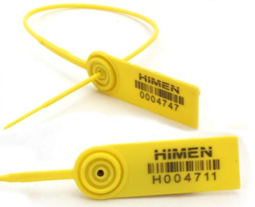 100x PLOMBEN aus Kunststoff mit Metall-Inlay von HIMEN | Länge 330 mm | fortlaufend nummeriert | mit BARCODE | MPS-330C | Seals | gelb von HIMEN POTSDAM - GERMANY