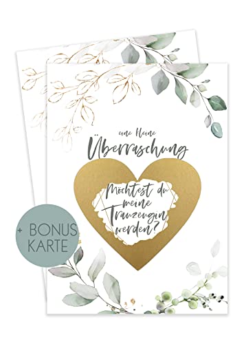 HIMMEL.HERZ.PAPIER Trauzeugin fragen - Trauzeugin Geschenk - Willst du meine Trauzeugin sein - Rubbelkarte Trauzeugin - Möchtest du meine Trauzeugin werden - GrünGold von HIMMEL.HERZ.PAPIER