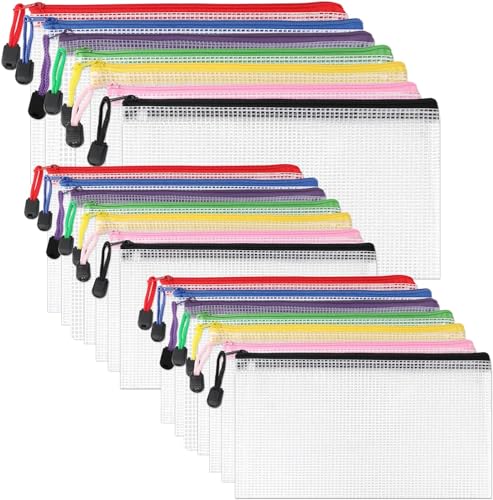 HIMOMO Dokumententasche A4 + A5 + A6, 21 Stück Netz-Dokumentenmappe mit Reißverschluss, Mesh Reißverschlusstaschen,Datei Taschen Ordner für Dokumente, Papier, 7 Farben von HIMOMO