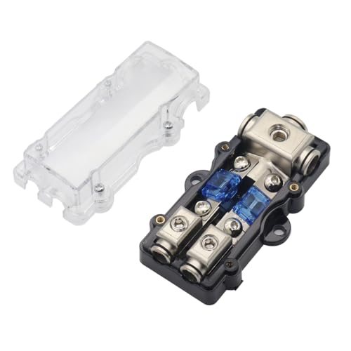 2Fach Camper KFZ Verteilerblock Audio Mini ANLSicherungshalter Autobatterie Stromverteiler Wohnmobil Sicherungskasten 25mm² EIN 10mm² AUS 30A 60A 80A 100A Sicherungen von HIMOZEAN