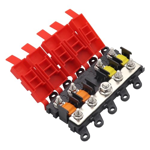 4 Fach Midi Sicherungshalter KFZ Kupfer Stromverteiler Boot Wohnmobil Wohnwagen Wohnmobilanhänger PKW Camper Caravan Sicherungskasten Midi Halter mit 30A 60A 100A Sicherungen von HIMOZEAN