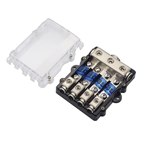 4Fach Camper Verteilerblock KFZ Audio Mini ANL Sicherungshalter Autobatterie Stromverteiler Wohnmobil Sicherungskasten 25mm² EIN 10mm² AUS 30A 60A 80A 100A Sicherungen von HIMOZEAN