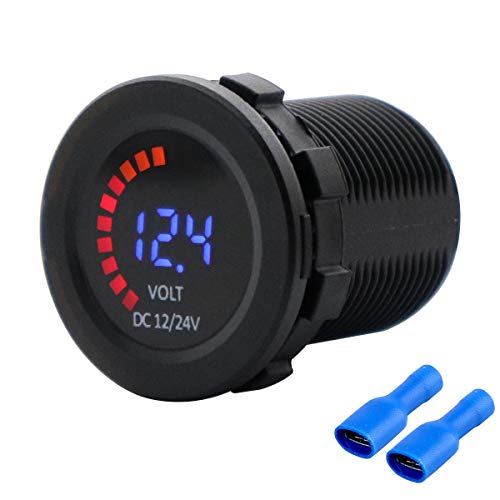 LED Digitale Anzeige KFZ Voltmeter 12V 24V Spannungsmesser für Auto Camper Boot Wohnmobil Wohnwagen Batterie Spannungsanzeige Motorrad Batterieanzeige von HIMOZEAN