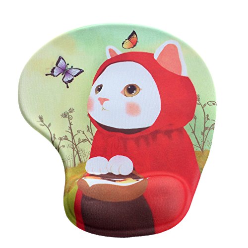 HIMRY Handgelenkauflage Mouse pad mit Gel, Cartoon-Stil Handgelenkunterlage Mouse pad mit Gel, Gel Mauspad Tier Motiv, Rote Katze, KXC5100 Redcat von HIMRY