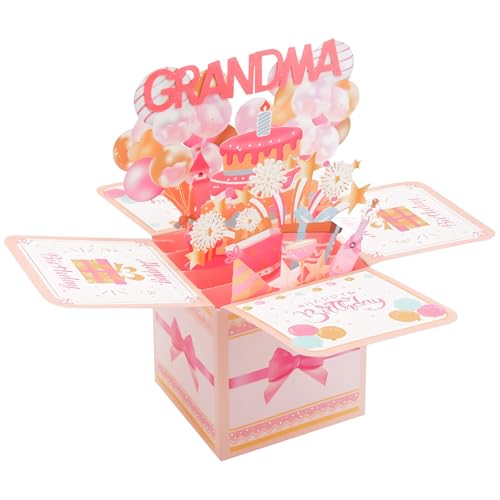 HINGTAI Popup-Geburtstagskarte für die Urgroßmutter, Geburtstagsgeschenke, personalisiert, farbenfrohe Grußkarte für Oma und Nana mit Umschlag, kreativ von Enkelin und Enkel von HINGTAI