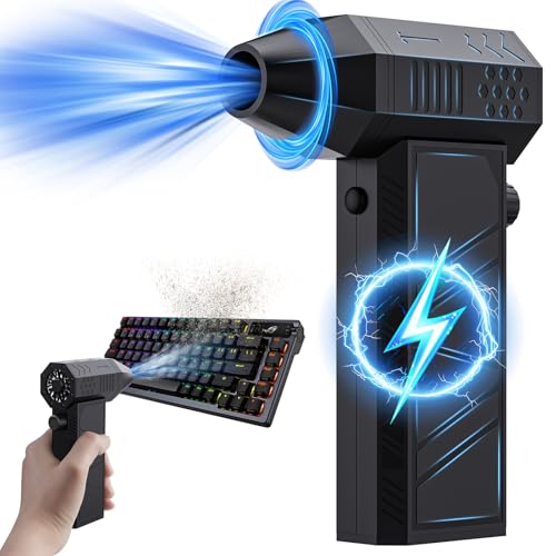Elektrische Staubgebläse Luftdruckspray, 130000 U/min, Druckluft Compressed Air Duster mit 8000mAh Akku, Reinigungsbürste und USB Schnellladung, für PC Reinigungsset, Sofa, Auto von HINGTAT
