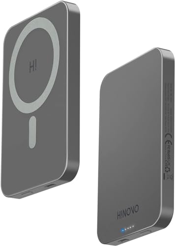 HINOVO MagSafe Powerbank 5000mAh, 8.9mm Ultra dünn Wireless Power Bank Magnetische, 20W PD Schnellladung Mini Akkupack für iPhone 15/14/13/12 Serie von HINOVO